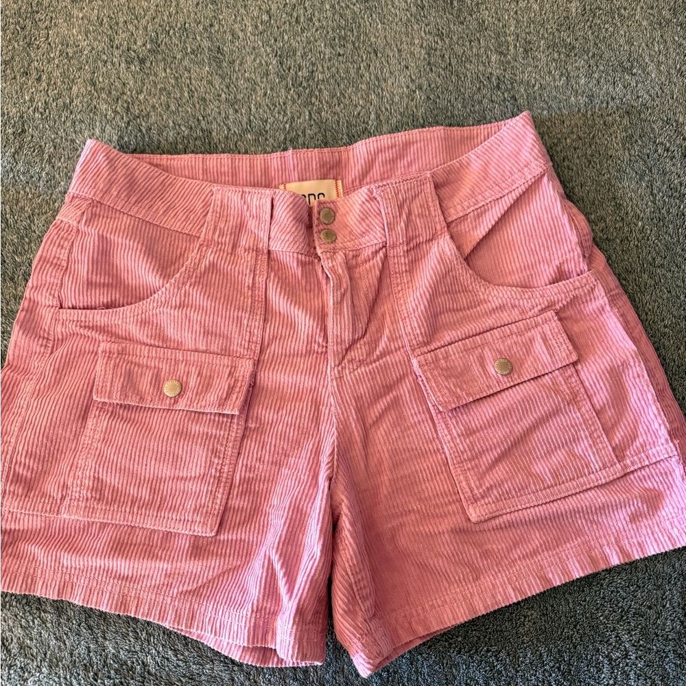 BDG Pink Corduroy Women Cargo Shorts